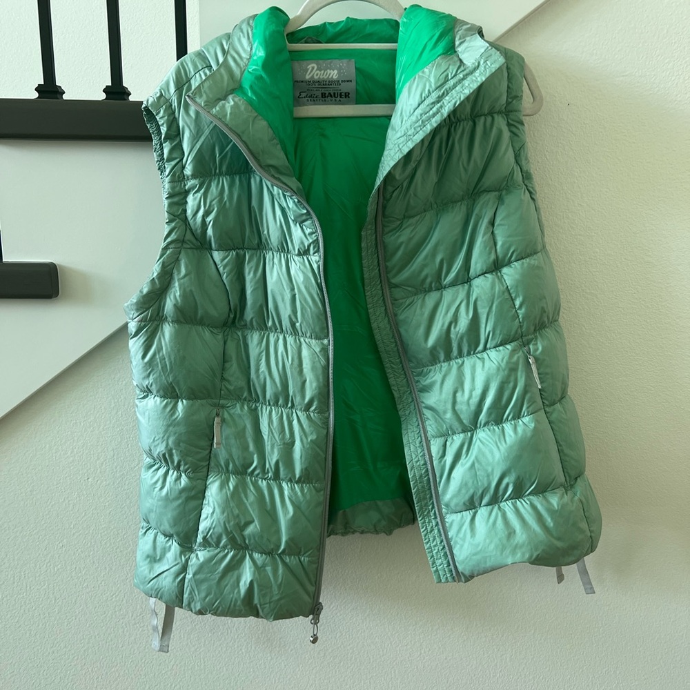 Eddie Bauer Goose Down Green Puffer Vest